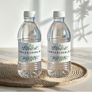 Étiquette Pour Bouteilles D'eau Étiquette de bouteille d'eau de feuillage moderne