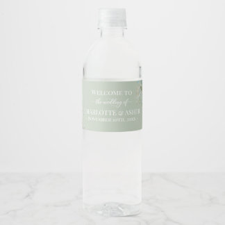 Étiquette Pour Bouteilles D'eau Étiquette de bouteille d'eau de mariage vert sauge