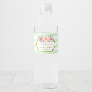 Étiquette Pour Bouteilles D'eau Étiquette de bouteille d'eau d'or fleuri à la ment
