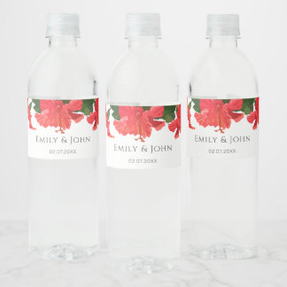 Étiquette Pour Bouteilles D'eau Étiquette de bouteille d'eau fleur d'Hibiscus
