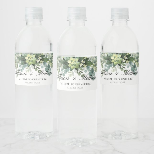 Étiquette Pour Bouteilles D'eau Étiquette de bouteille d'eau Mariage Eucalyptus Fl (Bouteilles)