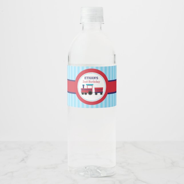 Étiquette Pour Bouteilles D'eau Étiquette de bouteilles d'eau du train (Marine et  (Devant)