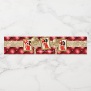 Étiquette Pour Bouteilles D'eau Étiquette d'eau rouge et or avec images