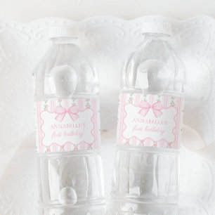 Étiquette Pour Bouteilles D'eau Étiquette d'eau vintage rose Bow Floral