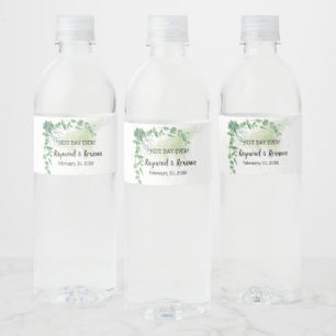 Étiquette Pour Bouteilles D'eau Eucalyplace Mariage de Fête des mariées verte