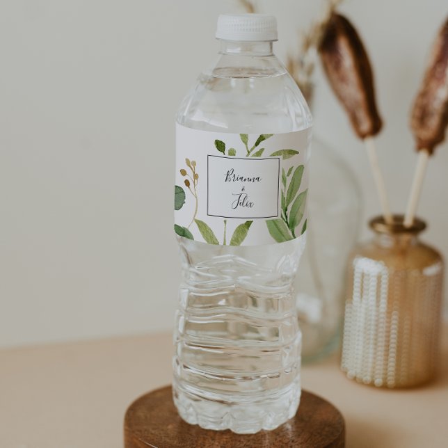 Étiquette Pour Bouteilles D'eau Eucalyptus Brown simple Mariage floral (Créateur téléchargé)