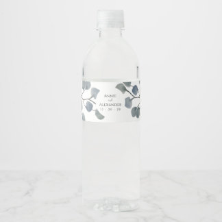 Étiquette Pour Bouteilles D'eau Eucalyptus Vert Aquarelle botanique