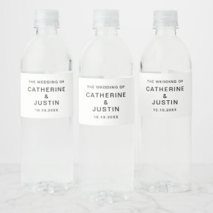 Étiquette Pour Bouteilles D'eau Événement de mariage minimaliste moderne tout text