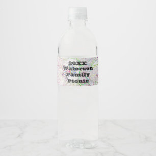 Étiquette Pour Bouteilles D'eau Famille Pique-nique Ligne Artistique Dessin Fleur