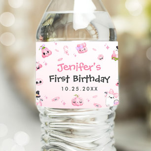 Étiquette Pour Bouteilles D'eau Fantôme rose mignon Halloween 1er anniversaire
