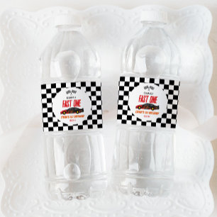 Étiquette Pour Bouteilles D'eau Fast One Red Flame Race Voiture 1er anniversaire f