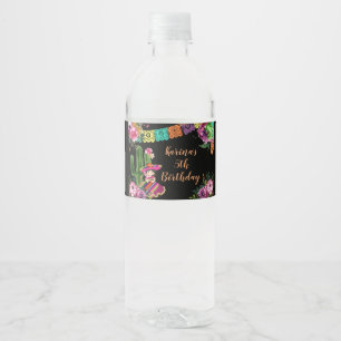 Étiquette Pour Bouteilles D'eau Fête Colorée Mexicaine Anniversaire Floral