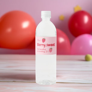 Étiquette Pour Bouteilles D'eau Fête d'anniversaire aux fraises roses et rouges