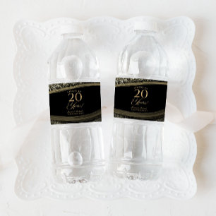 Étiquette Pour Bouteilles D'eau Fête d'anniversaire de mariage de 20 ans en Agate