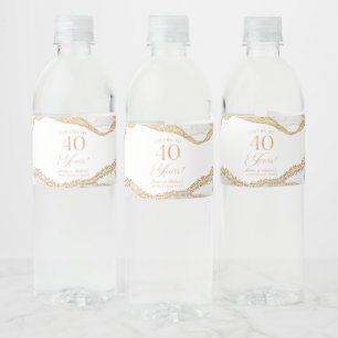 Étiquette Pour Bouteilles D'eau Fête d'anniversaire de mariage de 40 ans en Agate