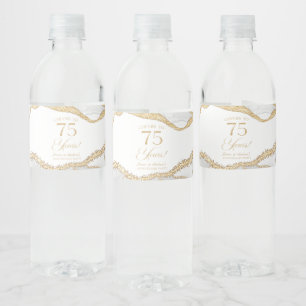 Étiquette Pour Bouteilles D'eau Fête d'anniversaire de mariage de 75 ans en agate