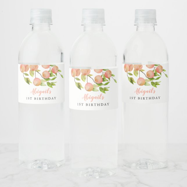Étiquette Pour Bouteilles D'eau Fête d'anniversaire de Rustic Peach (Bouteilles)
