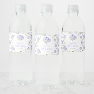 Étiquette Pour Bouteilles D'eau Fête d'anniversaire florale aux citrouilles violet