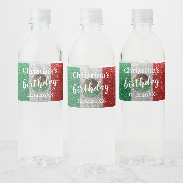 Étiquette Pour Bouteilles D'eau Fête d'anniversaire mexicaine pailletée Mariages (Bouteilles)