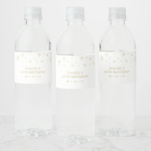 Étiquette Pour Bouteilles D'eau Fête d'anniversaire simple or et blanc 60 ans avec