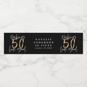 Étiquette Pour Bouteilles D'eau Fête de 50 ans en or