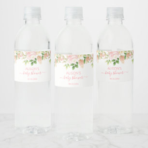 Étiquette Pour Bouteilles D'eau Fête de bébé élégante fleurs rose rose fille