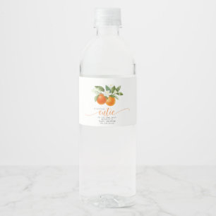 Étiquette Pour Bouteilles D'eau Fête de Bébé Orange Citrus Little Cutie En Route