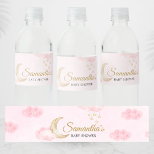 Étiquette Pour Bouteilles D'eau Fête de bébé Rose au-delà de la Lune 