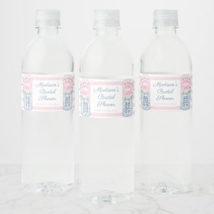 Étiquette Pour Bouteilles D'eau Fête de douche de mariée aux jolies pivoines roses