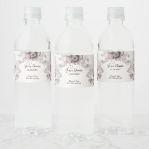 Étiquette Pour Bouteilles D'eau Fête de mariage Aquarelle Pastel Blue Beige Fleurs