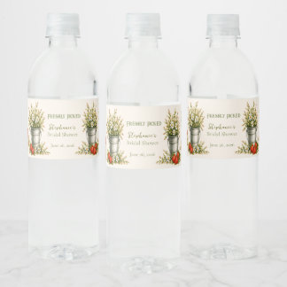 Étiquette Pour Bouteilles D'eau Fête de Mariage Champêtre Fraîchement Cueillie