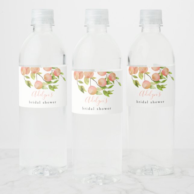 Étiquette Pour Bouteilles D'eau Fête de mariage champêtre pêche (Bouteilles)