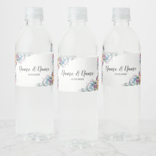 Étiquette Pour Bouteilles D'eau Fête de mariage Fleurs colorées Élégant moderne