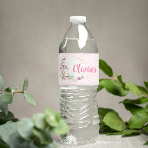 Étiquette Pour Bouteilles D'eau Fête de naissance Fleur de Lune Rose