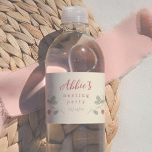 Étiquette Pour Bouteilles D'eau Fête de nidification fraises floral fille Baby Sho