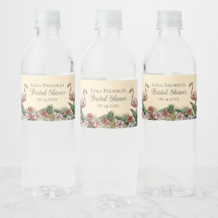 Étiquette Pour Bouteilles D'eau Fête des mariées de Flamants roses rose hawaïen tr