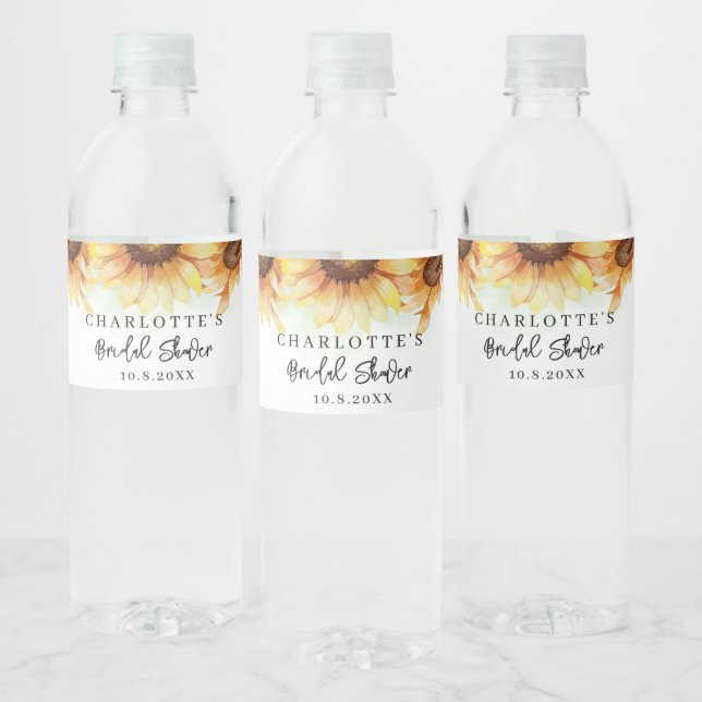 Étiquette Pour Bouteilles D'eau Fête des mariées de tournesol végétal (Bouteilles)