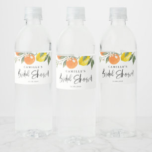 Étiquette Pour Bouteilles D'eau Fête des mariées d'oranges botaniques et de citron