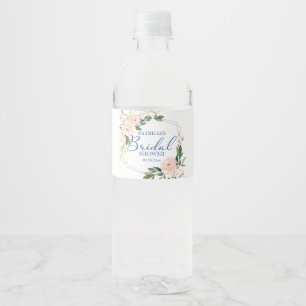 Étiquette Pour Bouteilles D'eau Fête des mariées géométrique floue bleu argenté
