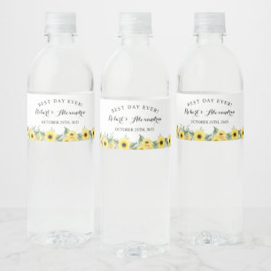 Étiquette Pour Bouteilles D'eau Fête des mariées mariage Réception Tournesol Vert