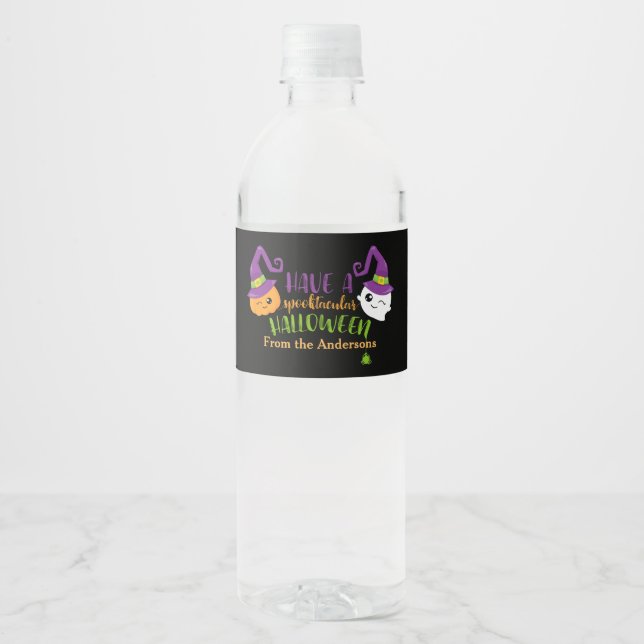 Étiquette Pour Bouteilles D'eau Fête d'Halloween Spooktacular Personnalisé (Devant)