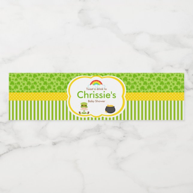 Étiquette Pour Bouteilles D'eau Fête st patrick Baby shower (Étiquettes simples)