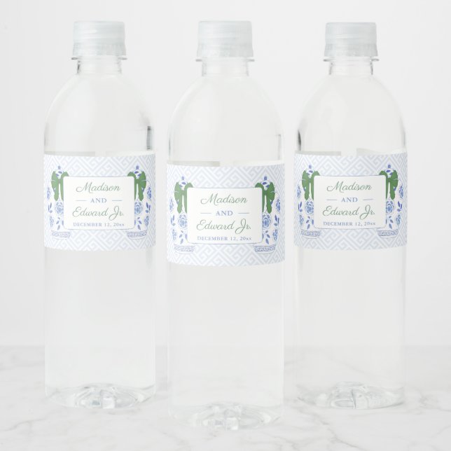 Étiquette Pour Bouteilles D'eau Fêtes Ginger Jar Green Bow Wedding shower Party (Bouteilles)