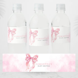 Étiquette Pour Bouteilles D'eau Fille au Nœud Rose Baby Shower