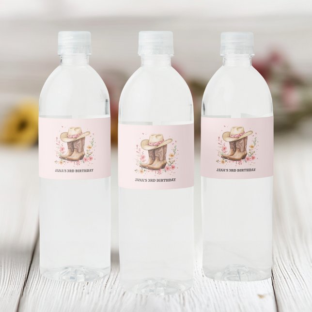 Étiquette Pour Bouteilles D'eau Fille Fleur sauvage Bash Anniversaire (Créateur téléchargé)