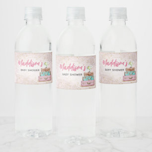 Étiquette Pour Bouteilles D'eau Fille Vintage aventure commence Baby shower