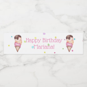 Étiquette Pour Bouteilles D'eau Filles roses Glace Fête d'anniversaire