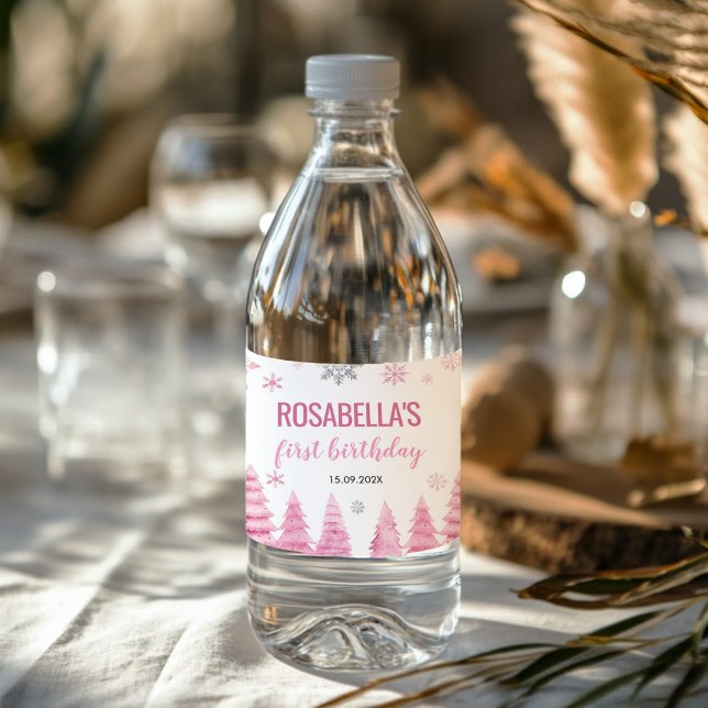 Étiquette Pour Bouteilles D'eau Flamme de neige d'hiver Fête d'anniversaire (Créateur téléchargé)