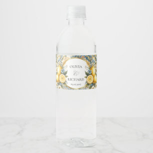 Étiquette Pour Bouteilles D'eau Fleur carrelée méditerranéenne Italien Positano Le