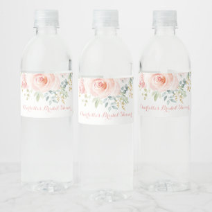 Étiquette Pour Bouteilles D'eau Fleur d'Aquarelle d'or Blush Féminine Faveurs Rose